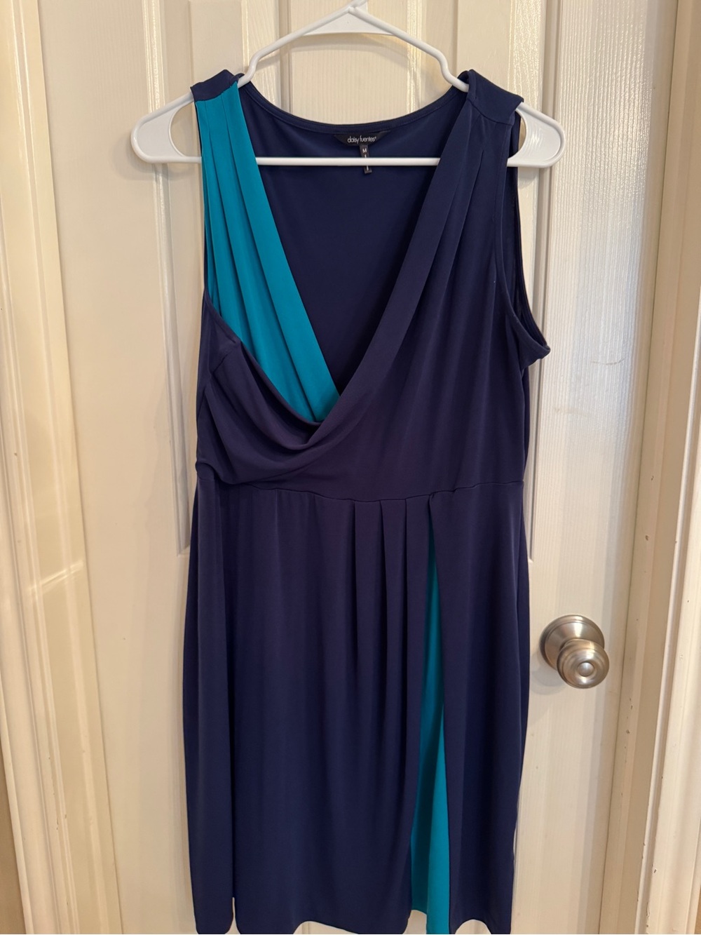 Daisy Fuentes Navy Dress with Teal Accents